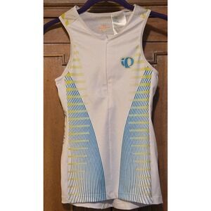 Pearl Izumi Women's Cycling Jersey Elite Tank Sleeveless 1/4 Zip Teal White Sm